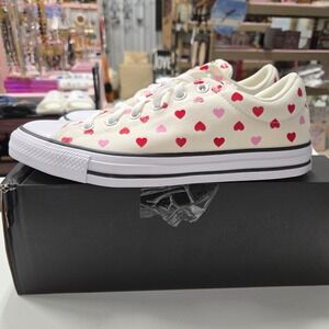 Converse CTAS Street Slip Heart Print Sneakers Egret Pink Red A19807F Mens 9 W11